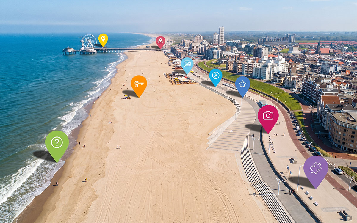 detailgpstour GPS tour en interactieve speurtocht over de boulevard en het strand van Scheveningen.