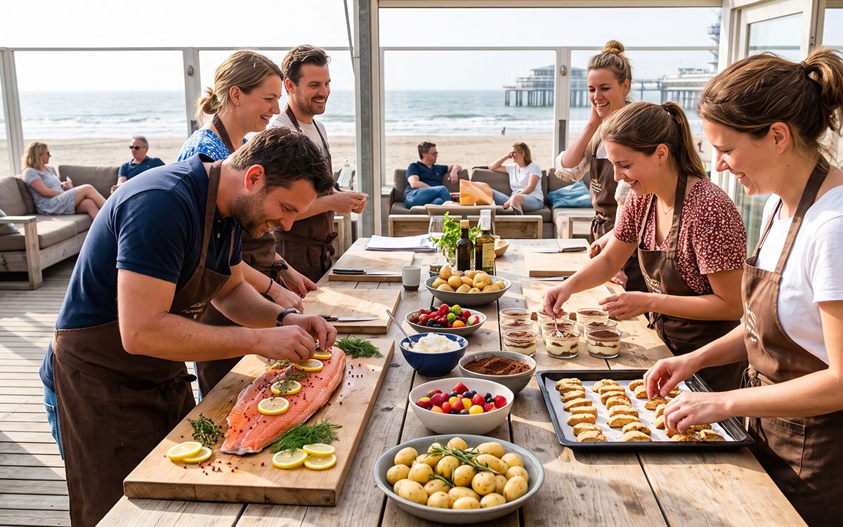 detailmangiamangia Italiaanse kookworkshop en borrelhapjes bereiden als teambuilding bij strandtent Solbeach.